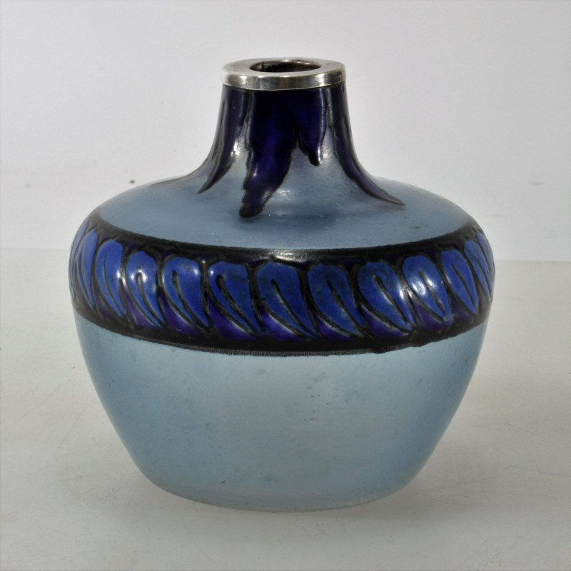 Leune - Metal Mounted Enameled Glass Vase