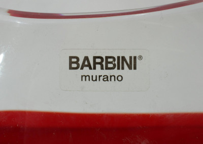 Alfredo Barbini - Red & Clear Glass Vase, 1970