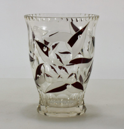 Karl Palda/Haida - Ruby Glass Etched Vase, 1930