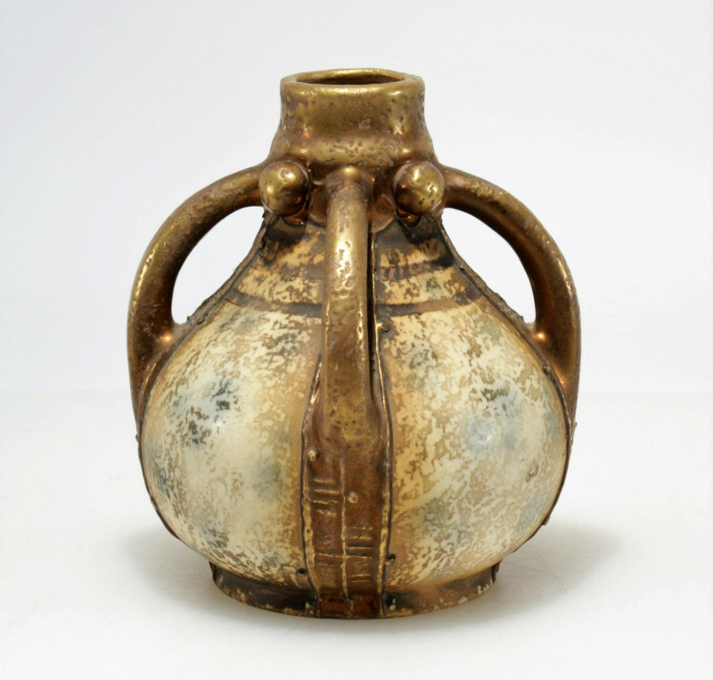 Amphora Gilt Ceramic Vase, Late 19th C.