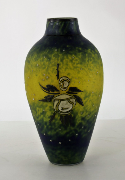 A Delatte - Art Deco Enameled Glass Vase, 1925
