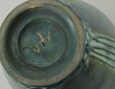 Amphora Gilt Green Ceramic Vase, L. 19th C.
