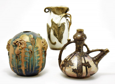 2 Amphora Ceramic Vases & Ewer