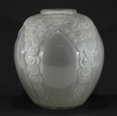 A. Hunnebelle - Molded Frosted Glass Vase, 1930