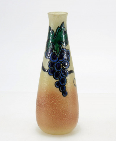 Leune - Enameled Textured Glass Vase, 1930