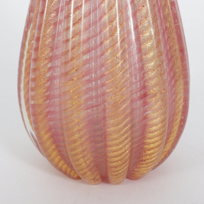 Ercole Barovier - Gilt Pink Swirl Vase, 1950