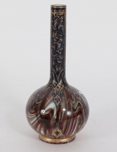 Attrib. Moser - Jeweled Carnelian Glass Vase, 19C.