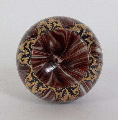 Attrib. Moser - Jeweled Carnelian Glass Vase, 19C.