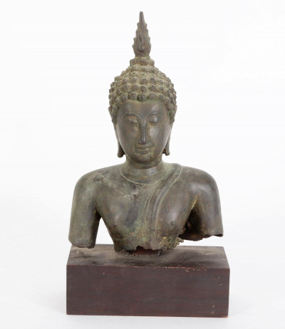 Southeast Asian Bronze Bust of Buddha