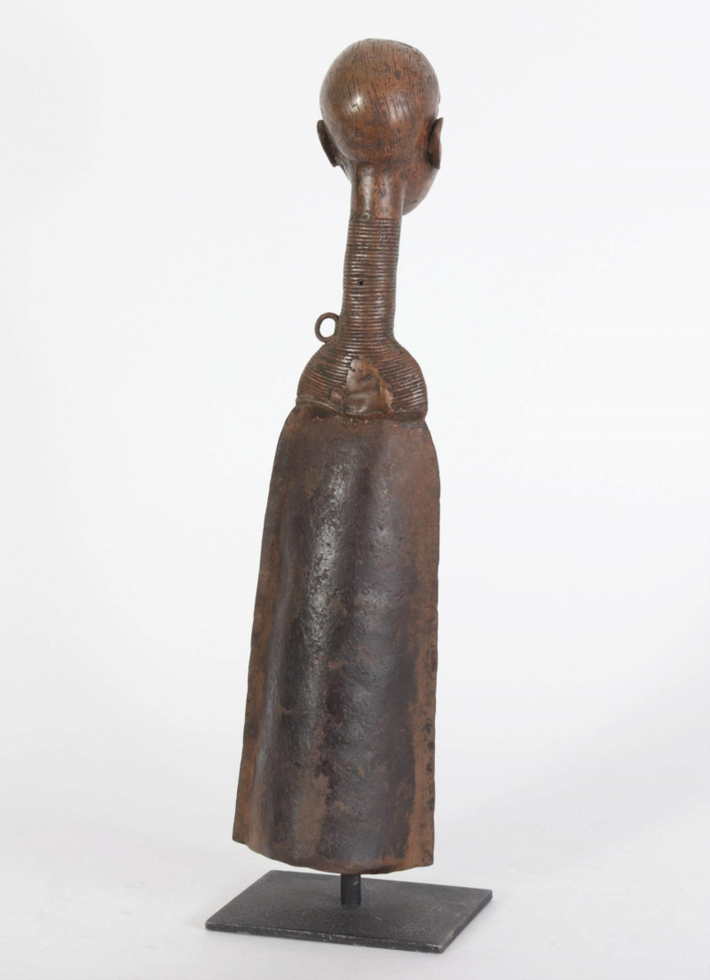 Benin & Bamum Style Bronze Figural Gong & Pipe