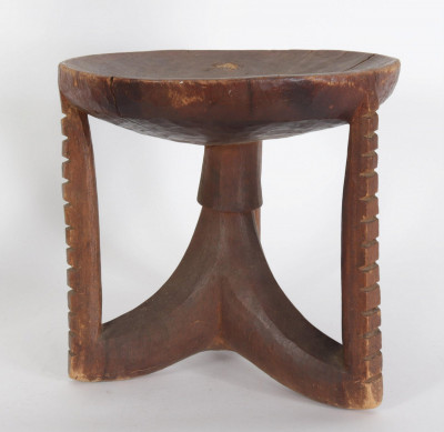 African Wooden Stool, Figure & Stone Carving