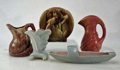 Gonder Pottery - 5 Pc. Pitchers, Vases & Tray