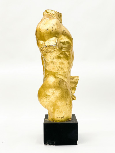 Gold Sculpture of Male Nude Torso in Classical-Style