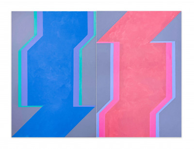 Image for Lot Michael Loew - Blue and Red Diptych