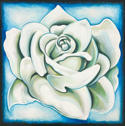 Image for Lot Lowell Nesbitt - White Rose on Blue