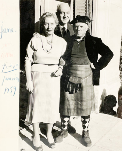 Portrait of Pablo Picasso with Jane and Sam Kootz