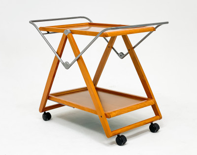 Image for Lot Modern Mixed Wood Bar Cart