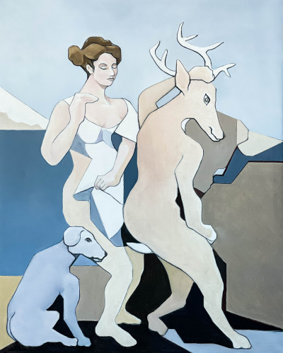 Image for Lot Leonard Alberts - Untitled (Woman with Dancing Deer and Dog)
