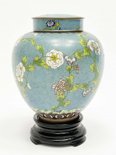 Image for Lot Chinese Cloisonné Enamel Jar and Cover