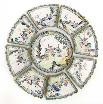 Image for Lot Set of Chinese Canton Enamel Sweetmeat Dishes