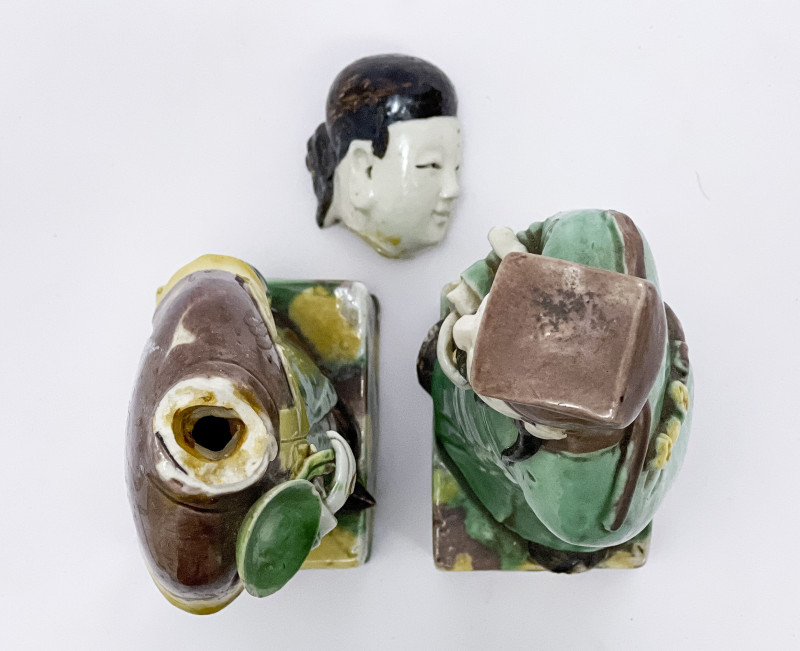 Two Chinese Sancai Glazed Porcelain Figures