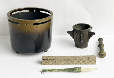 Image for Lot Chinese Bronze Brush Pot and Two other Articles
