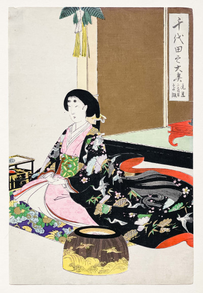 Toyohara Chikanobu - Ladies Having Tea, Triptych