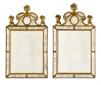 Image for Lot Pair of Swedish Rococo Gilt Mirrors