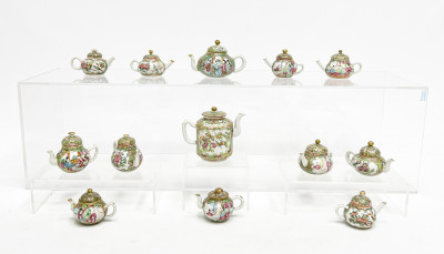 Assortment of 13 Chinese Porcelain Teapots