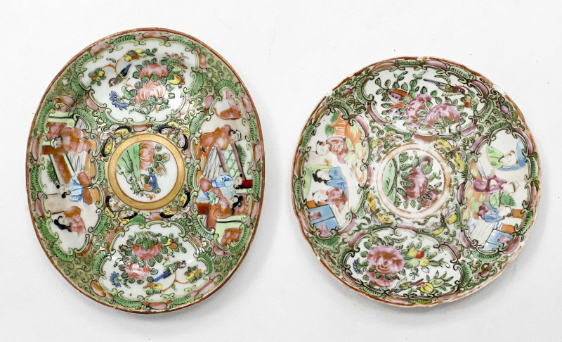 Assortment of Chinese Porcelain Teapots and Plates