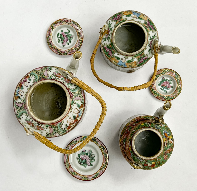 Assortment of Chinese Porcelain Teapots and Plates