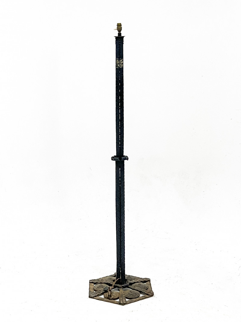 Wrought Iron Floor Lamp, in the style of Edgar Brandt