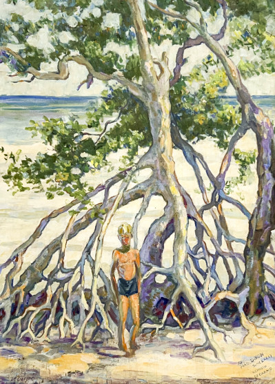 Image for Lot Kenneth DeGarmo - Untitled (Portrait of a Boy under Tree)