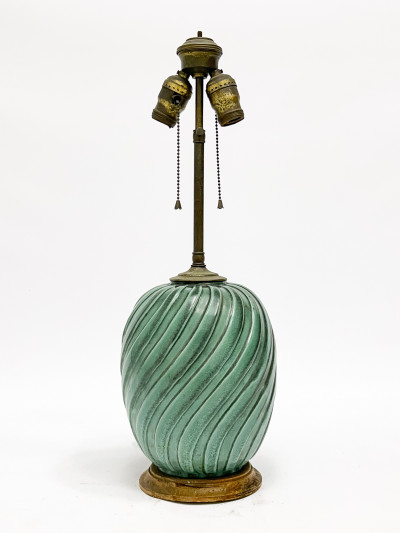 Late Art Deco Glazed Ceramic Lamp