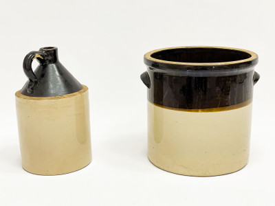 Two American Advertising Stoneware Pottery Vessels