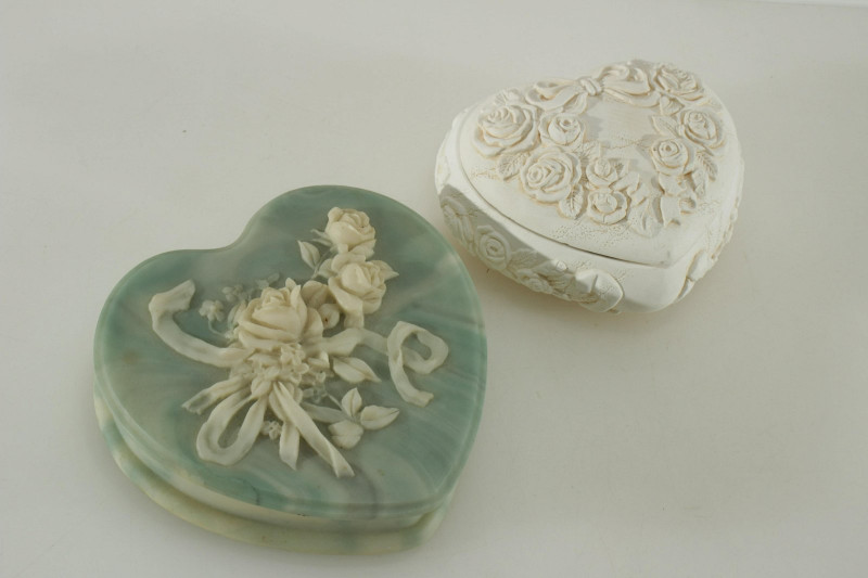 10 Various Material Heart Shaped Trinket Boxes