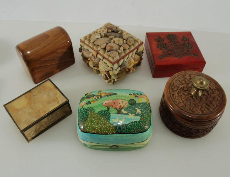 23 Various Wooden and Glass Trinket Boxes
