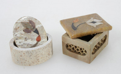 8 Inlaid Stone & Marble Trinket Boxes
