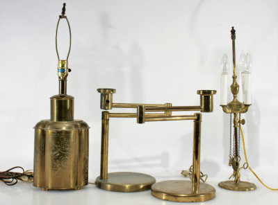 Image for Lot Four Brass Table Lamps Including Nessen Swingarm