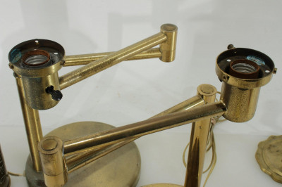Four Brass Table Lamps Including Nessen Swingarm