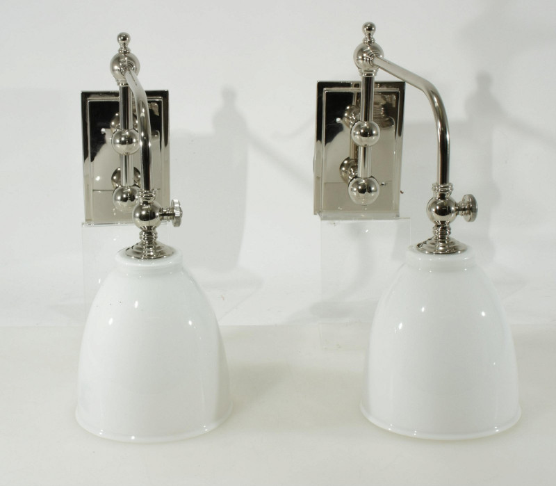 Pair of Polished Chrome Glass Sconces