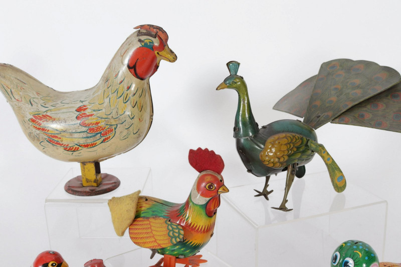 Vintage Peafowl, Birds Tin Litho Wind-Up Toys