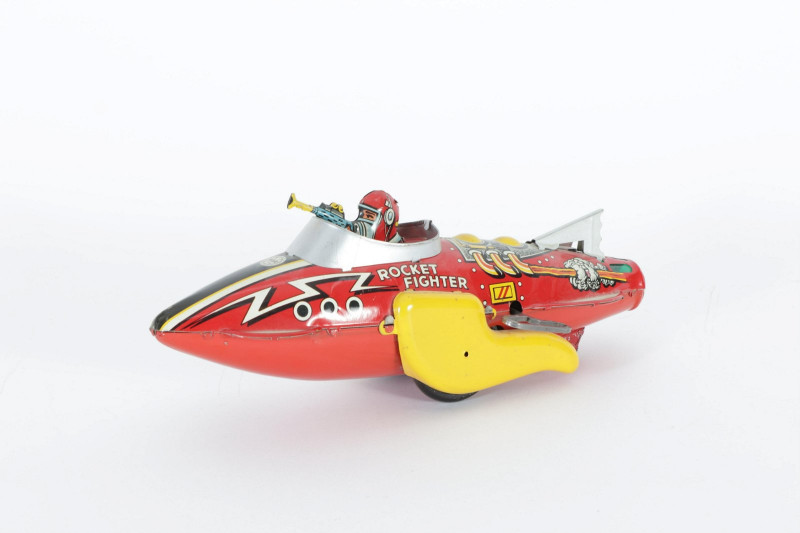 Vintage Marx Rocket Fighter Tin Litho Wind-Up Toy