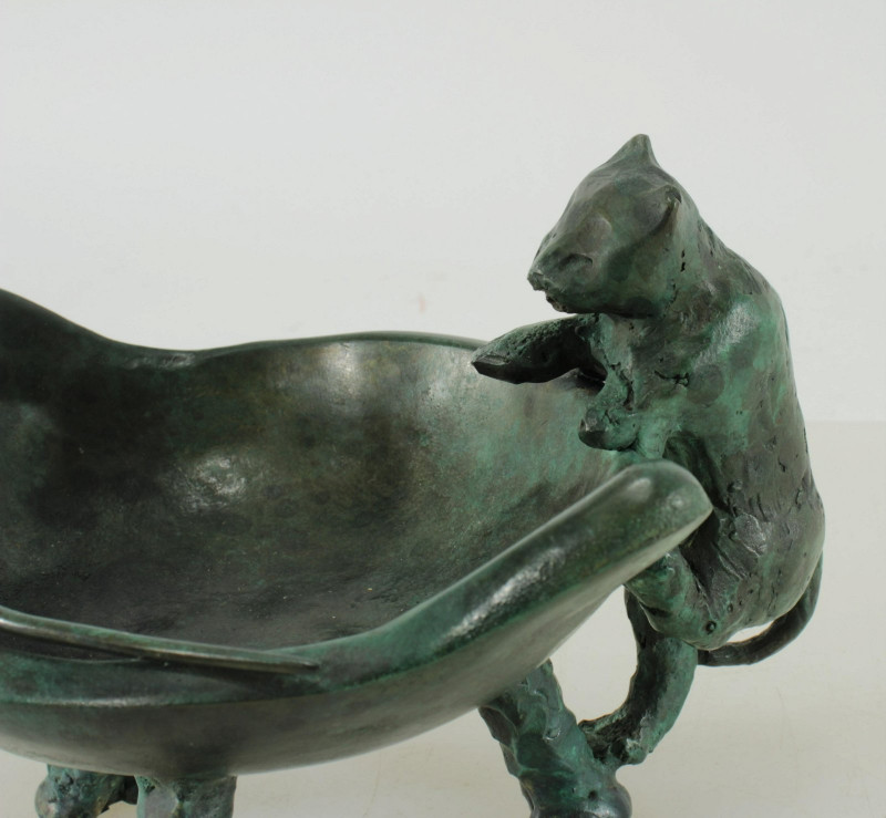 Ilana Goor - Cat & Mouse Bronze Bowl