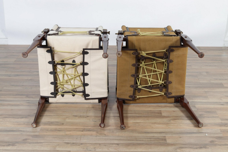 Stylized Campaign Chairs in Wood, Canvas, Leather