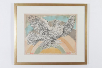 After Pablo Picasso Flying Dove With Rainbow Print
