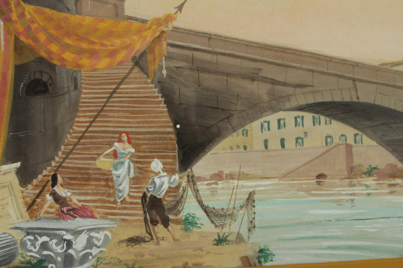 Continental School - River Scene with Figures