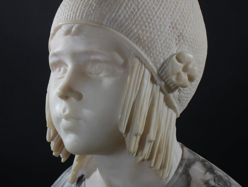 Italian Carved Alabaster Bust of a Child
