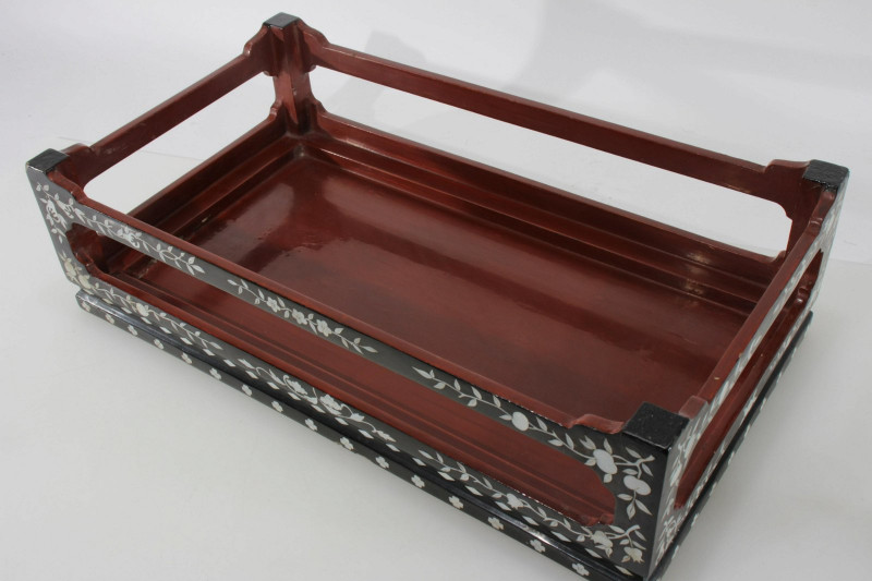 Chinese Style MOP Inlaid Black Lacquer Low Table