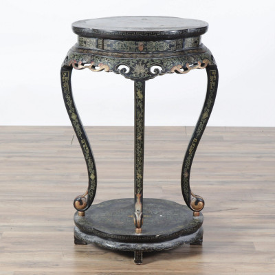Chinese Gilt Decorated Black Lacquered Side Table